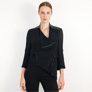 Helmut Lang sheep leather detail bias drape biker jacket Black